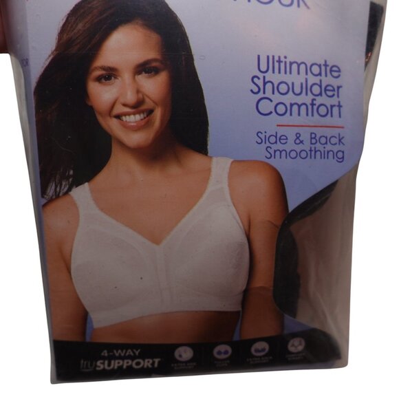 Playtex 18 Hour Ultimate Shoulder Comfort Wireless Bra Sz 44C Black Jacquard - Picture 7 of 9